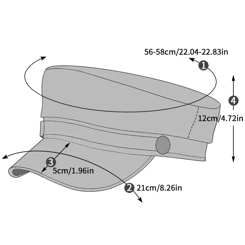Unisex Rivet Chain Military Hats Flat Top Baseball Caps for Women Outdoor Sports Military Hats Cadet Sunscreen