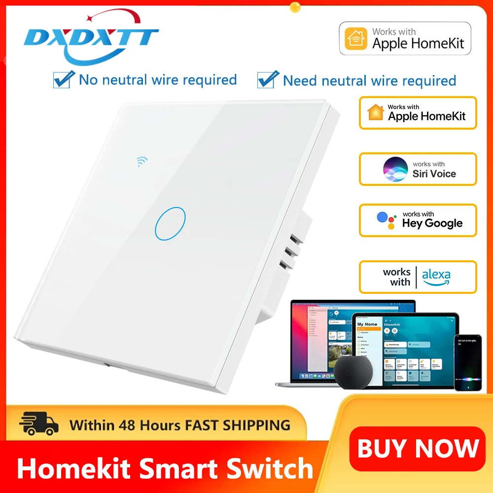 AppleHomekitSwitchWIFINoNeutralEUStandardSmartHomeLightTouch