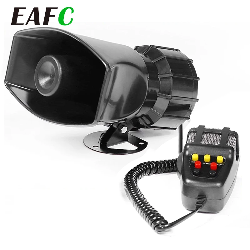 7-Sound Loud Car Warning Alarm Police Fire Siren Air Bugle PA Speaker 12V Siren Air Horn Megaphone Car Horn 110DB