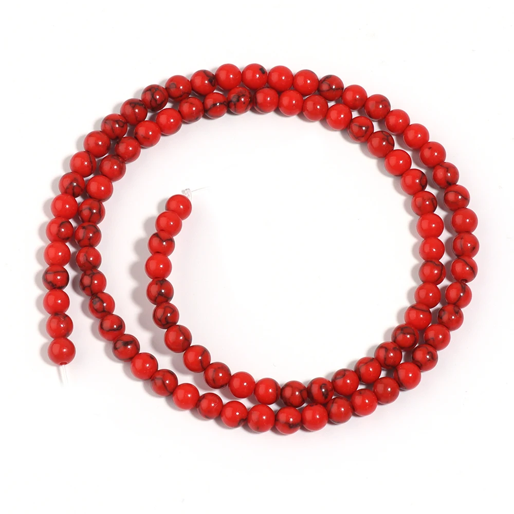 1 Strang rote türkisfarbene Steinperlen, 4/6/8/10/12 mm, runde natürliche Edelsteinperle für DIY-Armband, Halskette, Schmuckherstellung, Großhandel – Detail 6