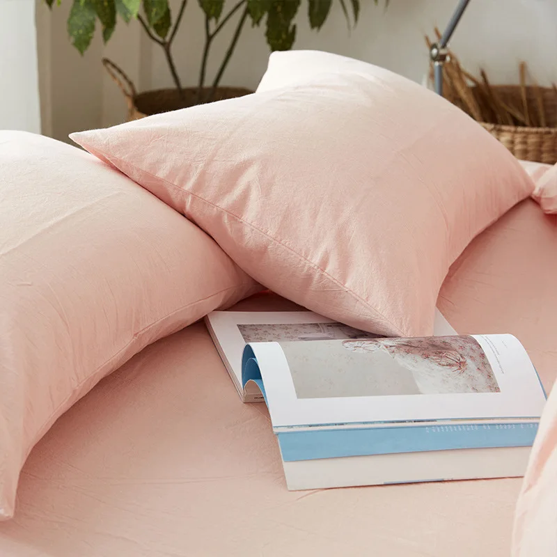 

100% Cotton Pillowcase Solid Soft Breathable Envelope Pillow Cover Decorative Beddings Bedroom Living-room Pillowcases 48x74cm