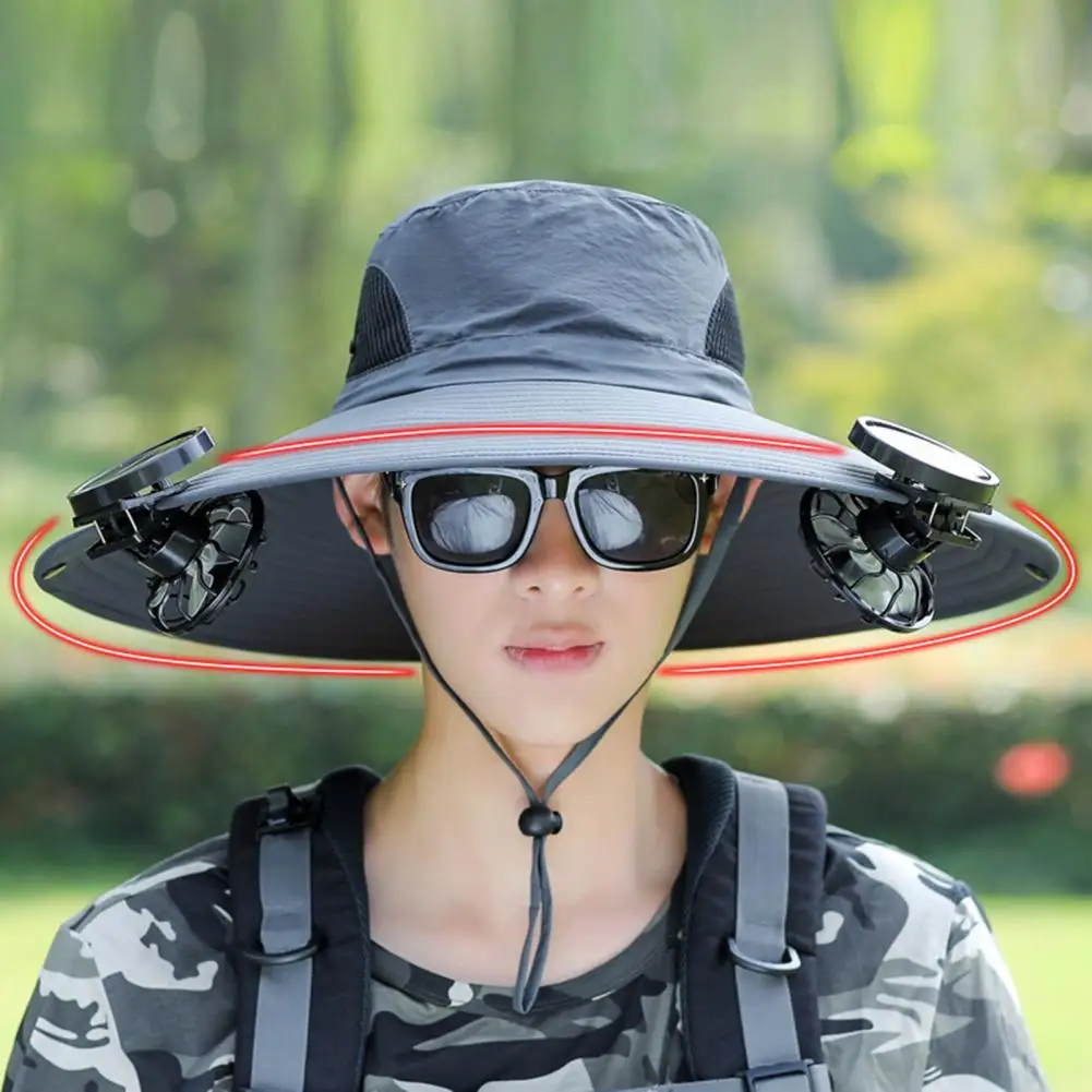 남성용 어부 모자, 태양열 충전 모자, 방풍 대형 챙, USB 충전, 자외선 차단, 야외 낚시용