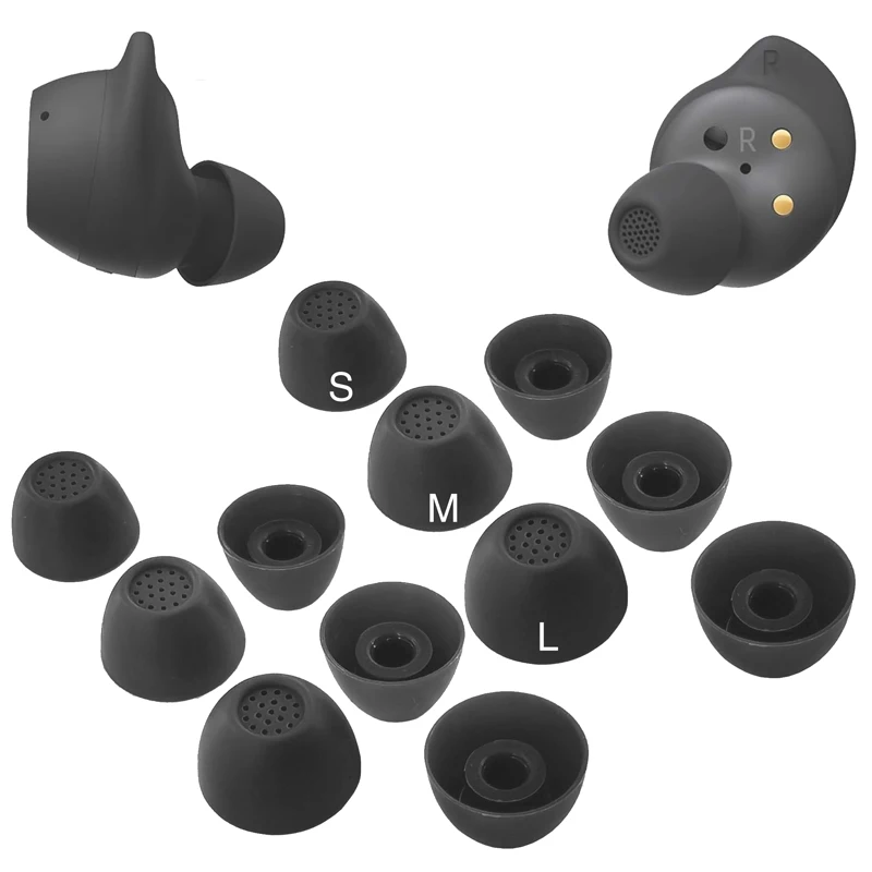 12X Eartips Compatible with Samsung Galaxy Buds FE True Wireless Bluetooth Earbuds Earpad * 6 Pairs - Graphite