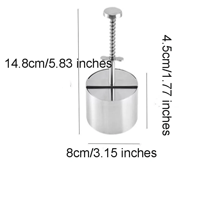 Burger Press Round Shape Stainless Steel Non-Stick Adjustable Hamburger Patty Maker Patty Making Mold Kitchen Tool
