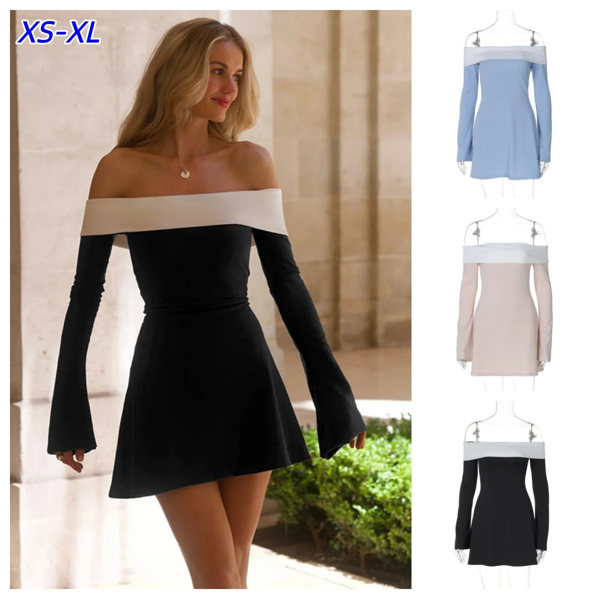 Vestido Elegante manga Longa