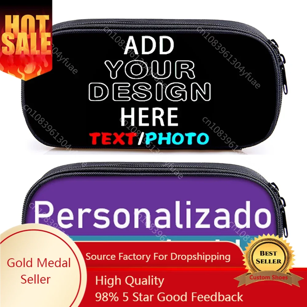Custom Logo Photo Cosmetic Case Pencil Bag Personalized Text Name Image Pencil Box Stationary Bags Pen Storage Bag Gift likee pencil cases kids cartoon printing multifunction pencil box student pen bag boy girl stationery storage bags gift