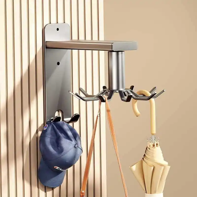 

Вращающиеся кухонные крючки, многофункциональная алюминиевая настенная стойка с крючком 8/10, вместительная вешалка для хранения посуды, шляпы