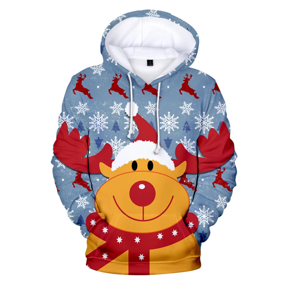 2023 Autumn/Winter Sweater Christmas Sweater Christmas Hat Saint Snowman Sweater Digital Print Hoodie Sweater Men's Sweater a05