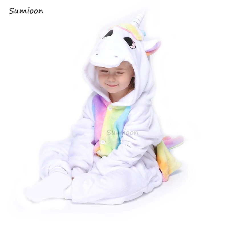 Kigurumi Cat Onesie Kids Unicorn Pajamas For Children Animal Cartoon Blanket Sleepers Baby Costume Winter Boy Girl Jumspuit adonna nightgowns	 Sleepwear & Robes