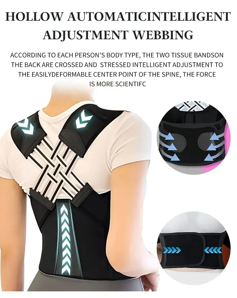 Posture Back Brace Adjustable Back Support Strap to Prevent Spinal Distortion and Hunchback for Men Women corrector de postura 3