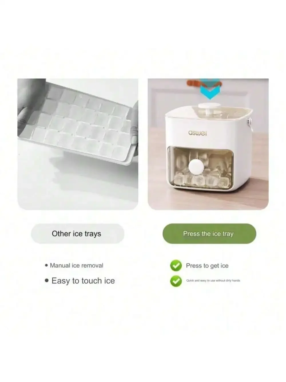 1pc Large Ice Cube Maker with Storage Bucket-Food-Grade Plastic, Easy Press Design for Perfect Sphere Ice Cubes
