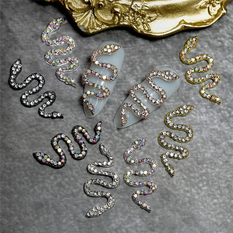

5pcs Shinny Nail Decoration Accessories 13*30MM AB Crystal Metal Flat Back Rhinestone For Nail Strass Ongle Manicure Tools Decor