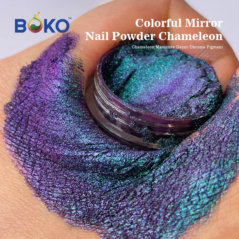 BOKO 1Box Nail Chameleon Chrome Powder Glitter Magic Mirror Pigment Dust Nail Decoration