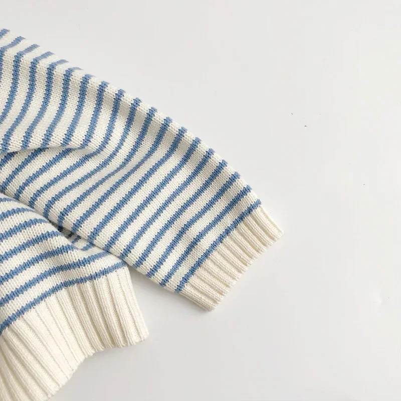 2025 Spring New Children Long Sleeve Striped Sweater Cotton Boys Girls Loose Knitted Pullover Baby Casual Sweater Kids C_voghion.com
