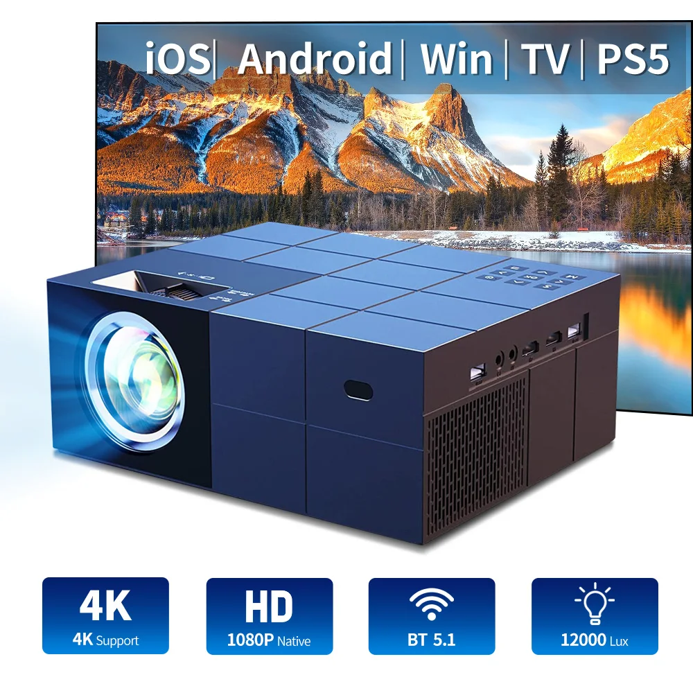 YERSIDA Projector 1W 1080 HD home Outdoor Movies Support 4K Android WiFi 5G Sync Phone Screen Convenient Projector For Mobile