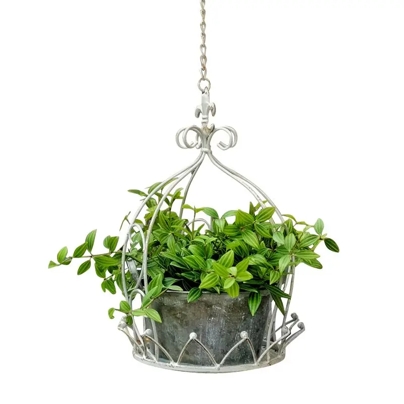 

crown design vintage metal ceiling hanging flower pot holder