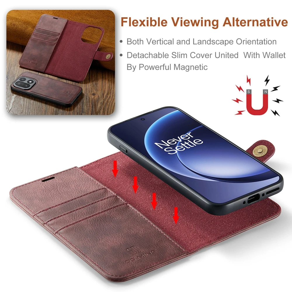 Premium Magnetic Leather Flip Cover with Stand and Card Holder - Anti-Fall Protection