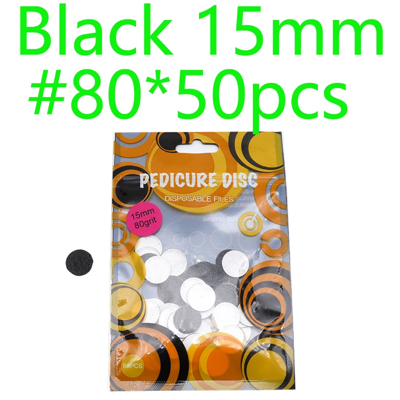 Papier de Ponçage Noir/Blanc pour Pédicure, Outils de Soins des Pieds, 15mm 20mm 25mm, Embout de Perceuse à Ongles, Disque pour Salon de Callification, 50 Pièces