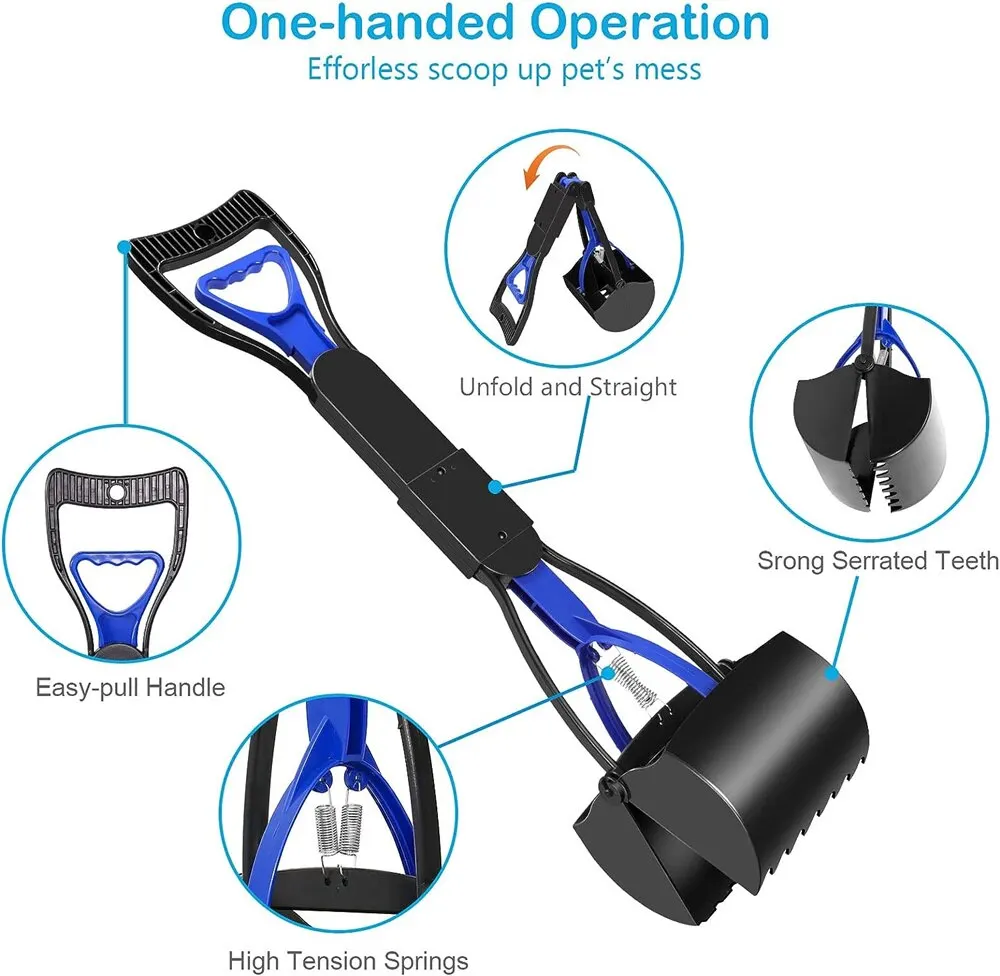 Cleaner Pet Poop Scooper Dog Long Handle Dog Cat Poop Scoop Clean Waste Cleaning Tools Supplies