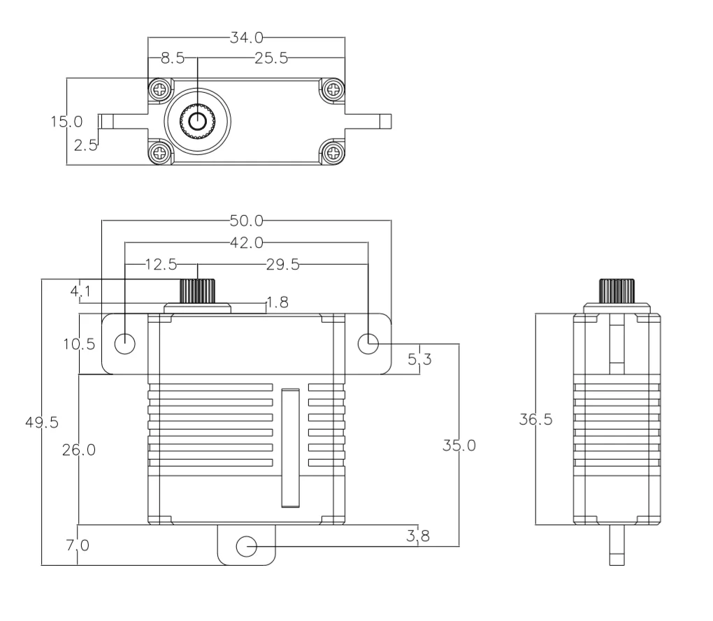 Servo OCSERVO D3509 45 mm käsikäsittelyä RC - Korkea suorituskyky