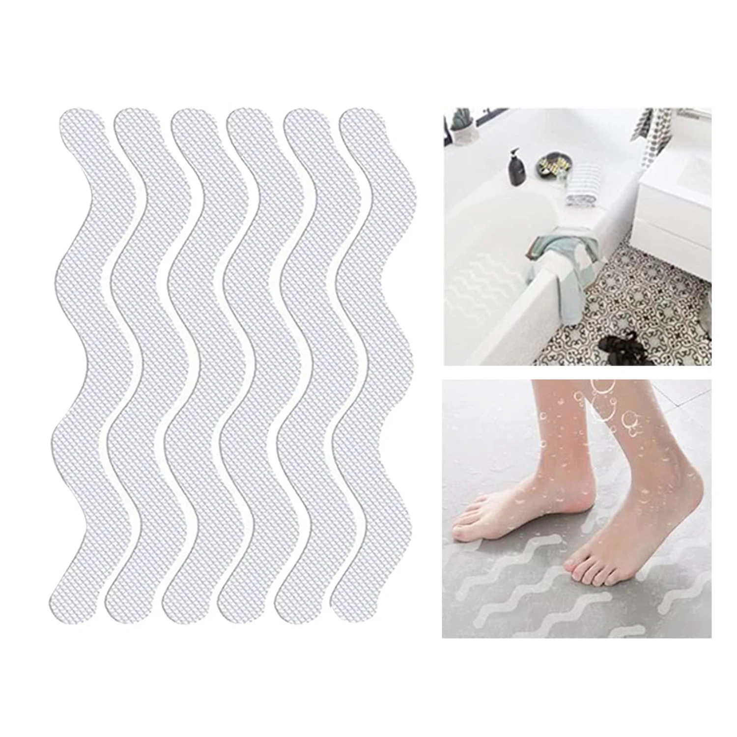 

6 Pcs Non Slip Bathtub Stickers Anti Slip Shower Stickers Bathtub Non Slip Decals For Bath Tub Shower Stairs Bath Safety Strips