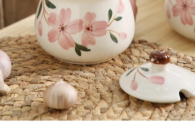 Kitchen Ceramics Spice Jars Organizer Container Japanese Spice Jars Flower  Cute Spice Jars Pepper Restaurant Utensils OC50TL