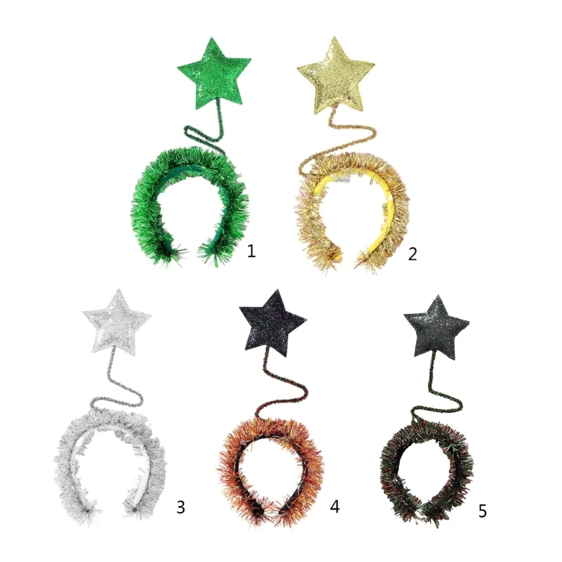 

Sequins Headband Xmas Tinsel Star Hair Hoop Christmas Gift for Couple 449B
