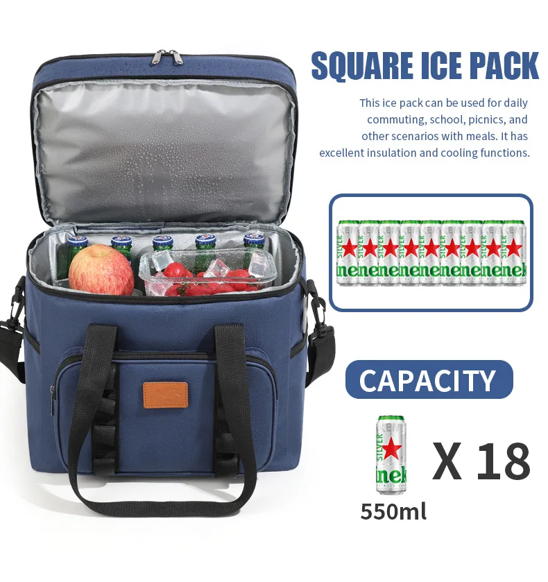 Multifunktionale doppellagige Tragetasche, Kühltaschen für Damen und Herren, großes Fassungsvermögen, Reise-Picknick-Lunchbox mit Schultergurt – Detail 2