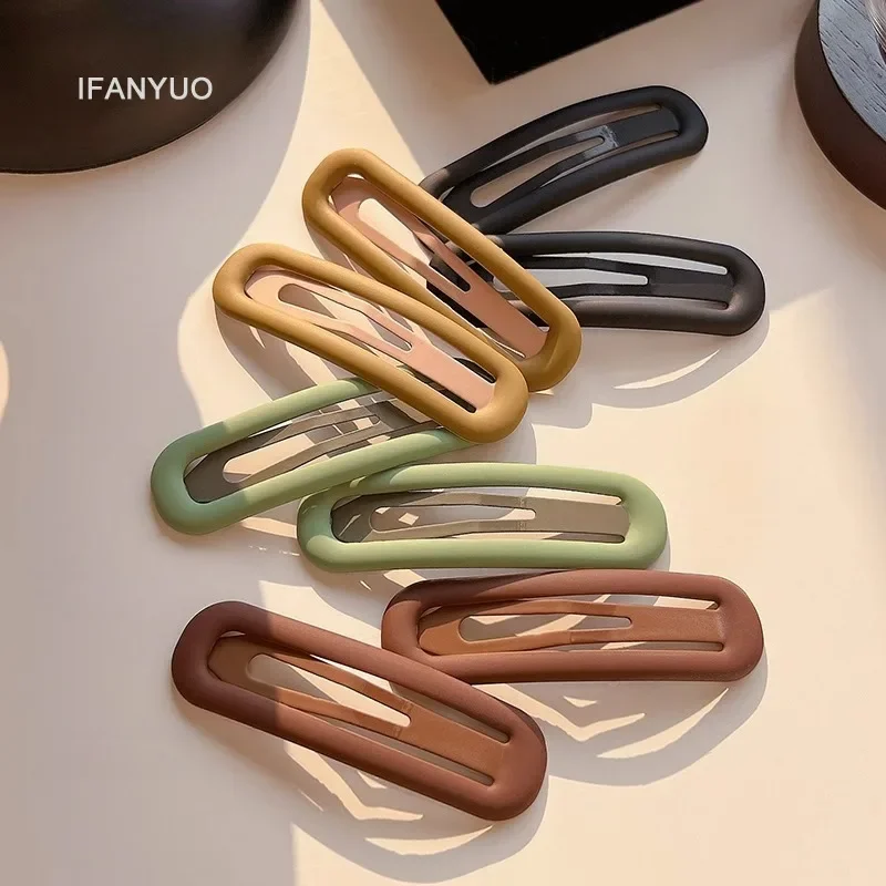6pcs Morandi Color Series BB Clip Big Square Circular Shape Versatile Bangs Clip Baby Girls Edge Broken Hair Clips Accessories