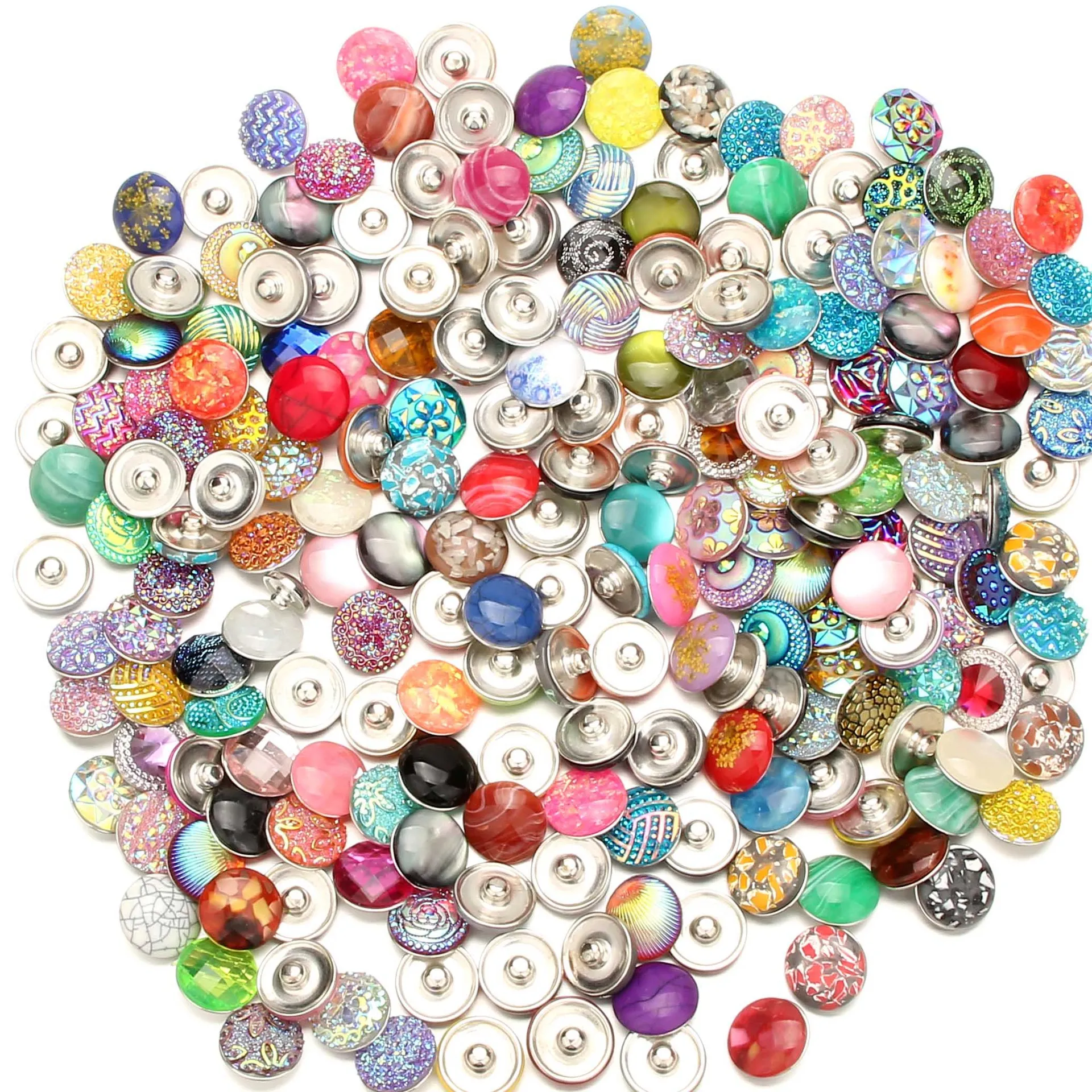 50pcs Snap Buttons Jewelry Resin Snap Buttons Fit 18mm Snap Bracelet Necklace Jewelry