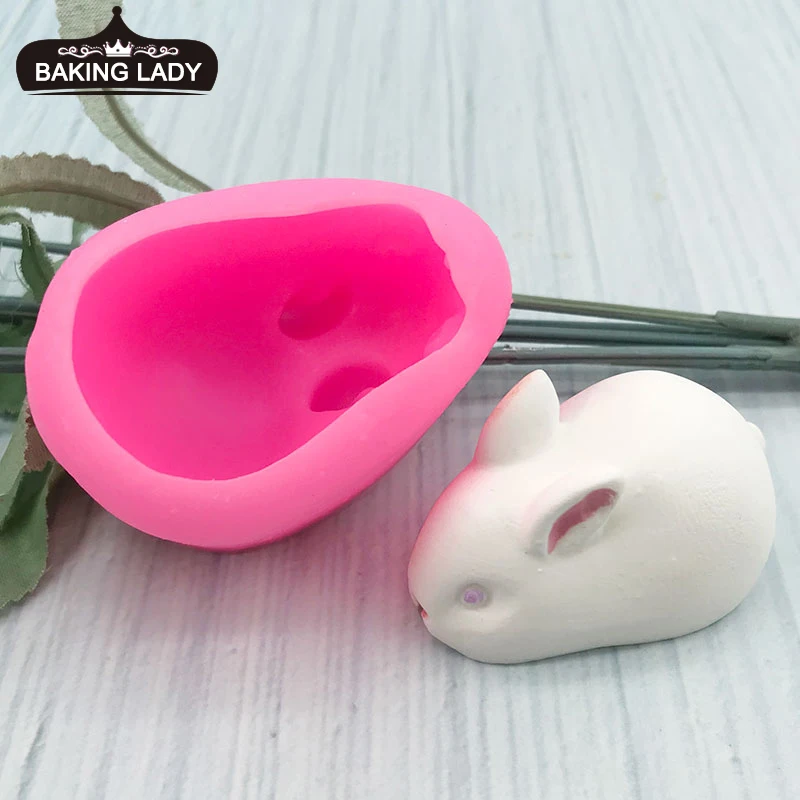 

3D cute Rabbit Mold DIY Aromatherapy Candle Modeling Candle Decorations Bunny Fondant Cake Chocolate Desser Silicone Mold