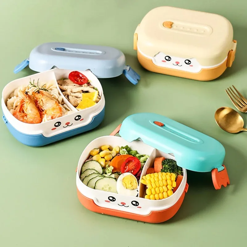 Cartoon Anime Bento Lunch Box Rectangular Leakproof Plastic School Kids Portable Microwave Food Container School Child Lunch Box