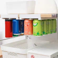  Refrigerator Can Dispenser Beer Soda Storage Rack Slide Under Shelf Fridge Beverage Organizer Kitchen Double-row Container 
