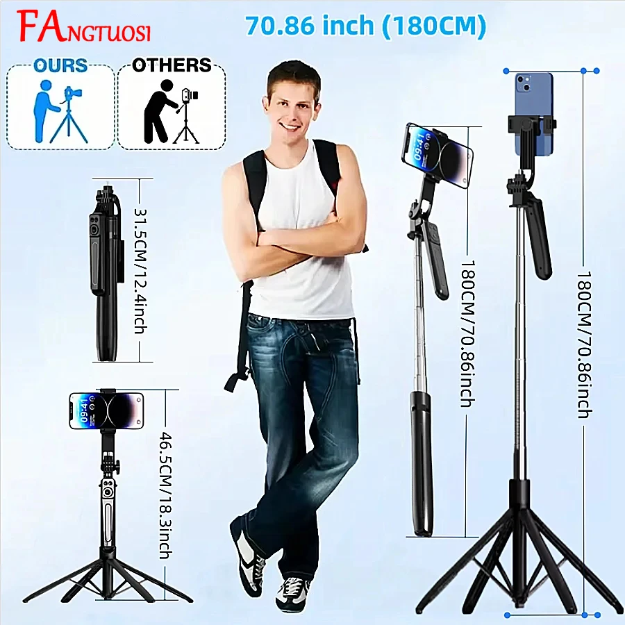 Selfie Stick Tripod Handheld Stabilizer 180cm Selfie Stick Tripod For Smartphone With Bluetooth Remote Intelligent brackets selfie stick tripod,handheld gimbal stabilizer,selfie stick,gimbal stabilizer,handheld gimbal