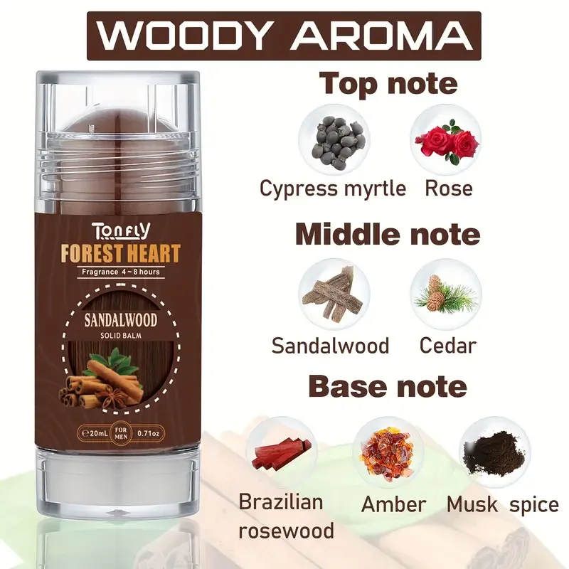 عصا عطر صلبة من خشب الصندل للرجال خالية من الكحول،...