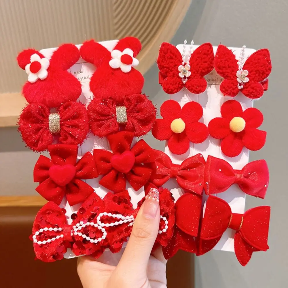 

8pcs Rabbit Ear New Year Bow Hair Clip Butterfly Children Barrettes Sequin Bowknot Hairpins Hair Side Clip Headwear