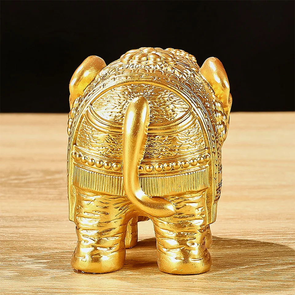 Gold Elephant Figurine Lucky Home Decor Statues