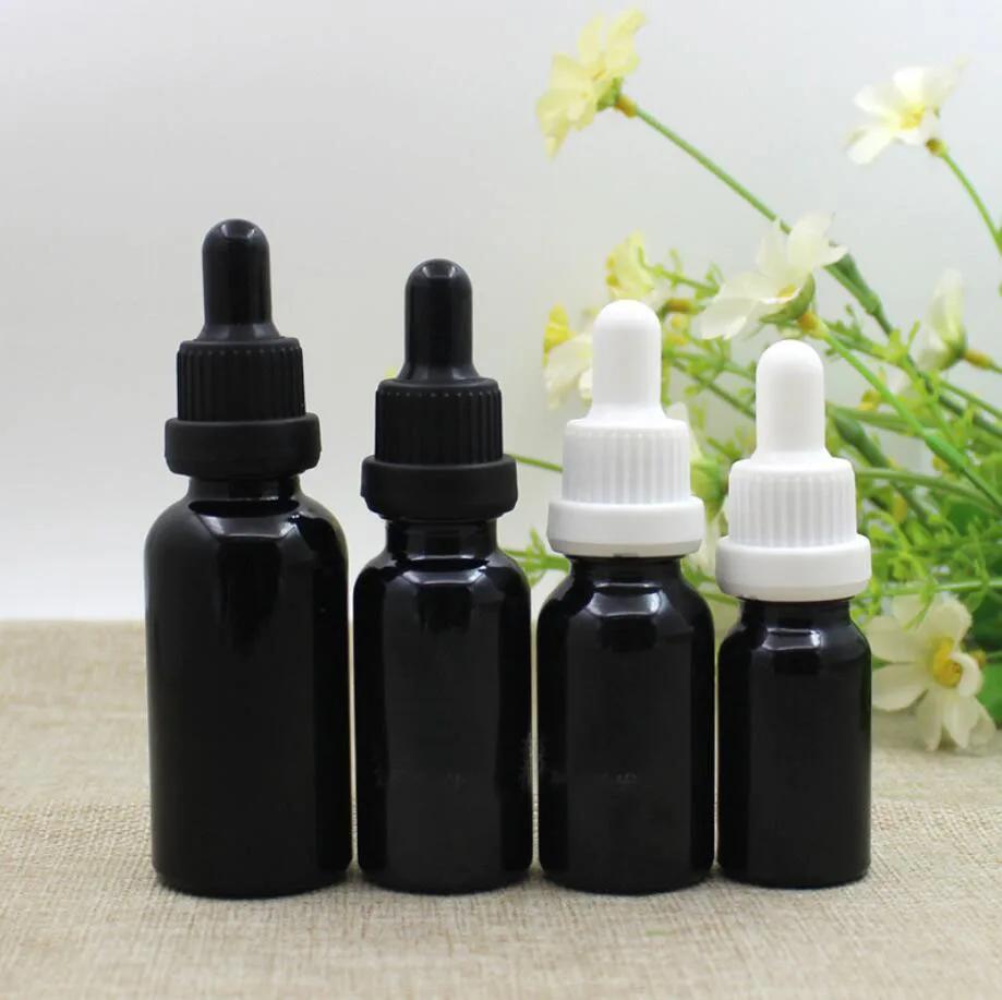 

15ml20ml black glass bottle essential oil liquid serum complex recovery dropper gel serum liquid skin care cosmetic packing