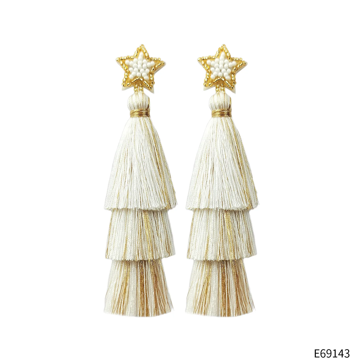 

Long Tassel Beaded Earrings Handmade Five-Pointed Star Christmas
