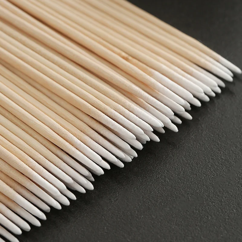 100Pcs Nails Wood Swab Clean Sticks Bud Tip Wooden Cotton Head Manicure Detail Corrector Nail Polish Remover Art Tool