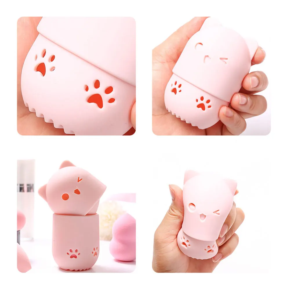 Silicone Beauty Sponge Storage Box Egg Stand Makeup Powder Puff Drying Holder Mildew Proof Cosmetic Puff Case 1PC storage box makeup organizer makeup storage box cosmetic storage box
