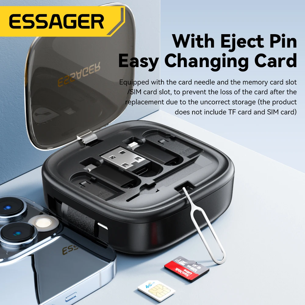 Essager 60 واط شحن سريع USB A/C إلى TypeC مايكرو ا...