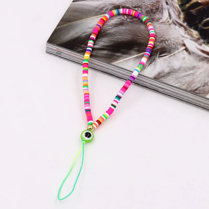 VONNOR Handgefertigter Schmuck, Handykette, mehrfarbig, Tonperlen, böser Blick, Handy-Zubehör, Charm-Lanyard, Anti-Verlust-Handyband – Detail 15
