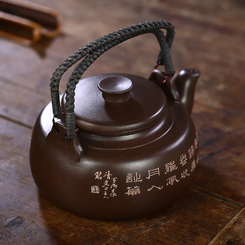 Chinese Kongfu Tea Pots, Hand-painted Landscape Tea Set, Yixing Original Mine Purple Clay Handmade Teapot, Large Capacity, 770ml
