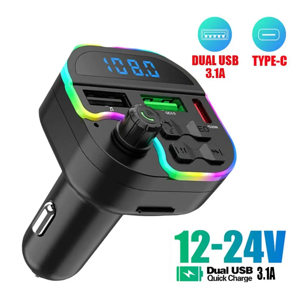 105456-7Dba29.Jpg Bluetooth 5 FM Transmitter Handsfree Car Kit with PD 30W Type-C Dual USB 3.4A