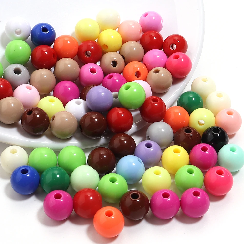 6-20mm 혼합 아크릴 비즈 볼 라운드 모양 루즈 스페이서 비즈 장 수제 DIY 액세서리