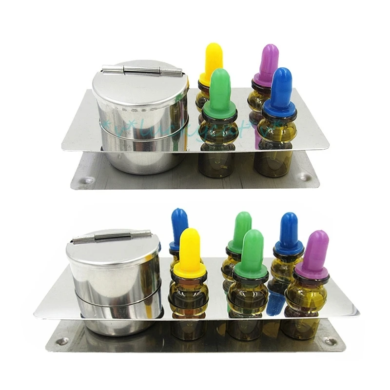 

1set high quality Dental Liquid Solution Dispenser Management 4/6pcs Bottles with Stainless Steel Stand for Dentist item