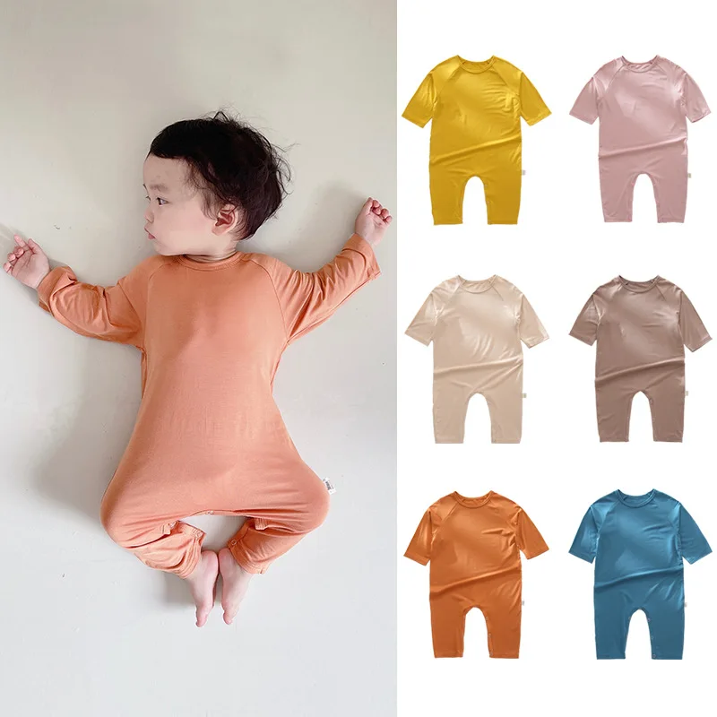 

Jenny&Dave Baby jumpsuit, summer air-conditioned suit, 2023 new product, baby modal long sleeved pajamas, crawling suit, newborn