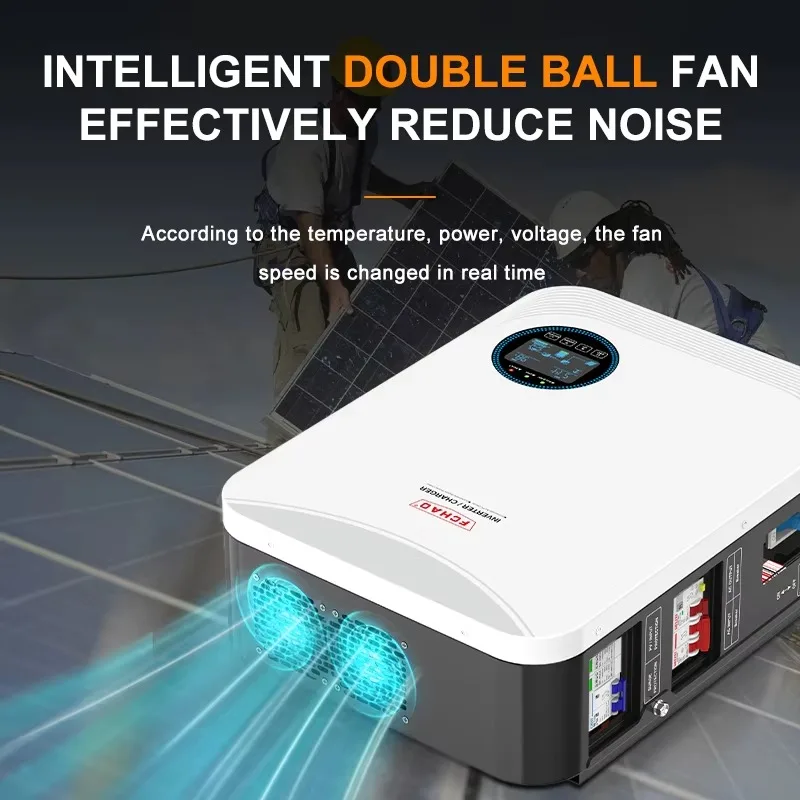 Fchao 4.2KW/6.2KW 24V/48VDC 오프 그리드 하이브리드 태양광 순수 사인파 인버터 100A MPPT(차단기 결합기 상자 포함) 배터리 작동 없음