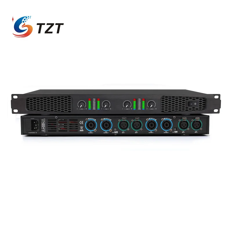 

TZT R40S 450Wx4 220V 1U Digital Power Amplifier Four Channel Amplifier Home Power Amp with Black Panel